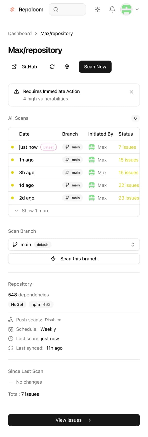 Repoloom Dashboard